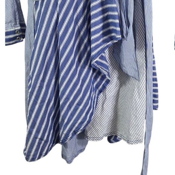Anthropologie Maeve Wrap Dress Nlue and White Striped Long Sleeve Size 2 - Picture 7 of 8